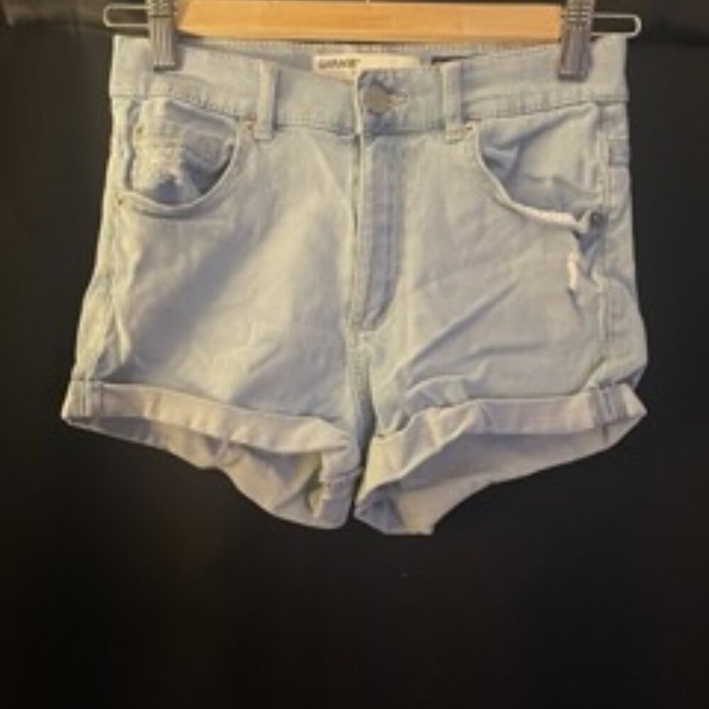 Very Light Blue Denim Garage Short-Shorts